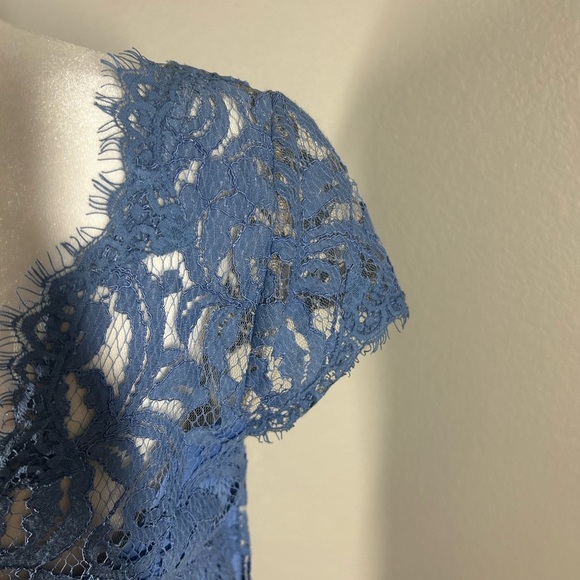 Tadashi Shoji Periwinkle Blue Lace Maxi Gown Fit & Flare Size 10 Wedding Formal - Picture 3 of 12